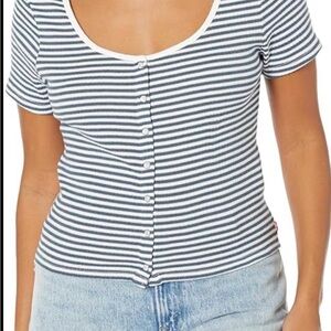 Levi's Navy and White Green Striped Button-Down Shirt